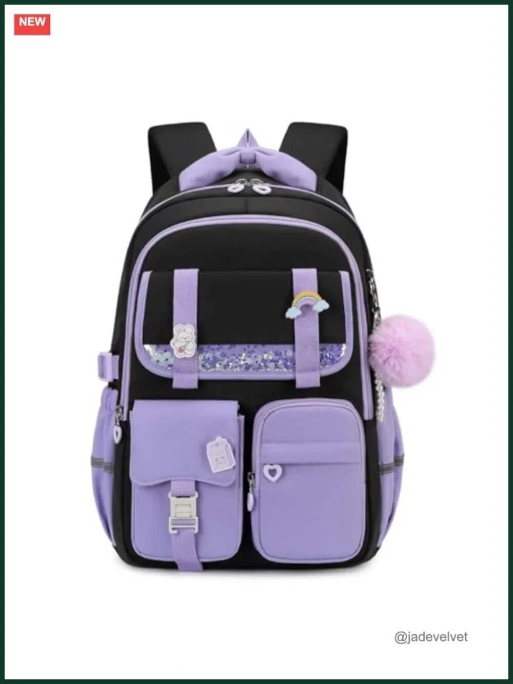 Girls Backpack Large Capacity Water Resistant Sequin Design School Bookbag